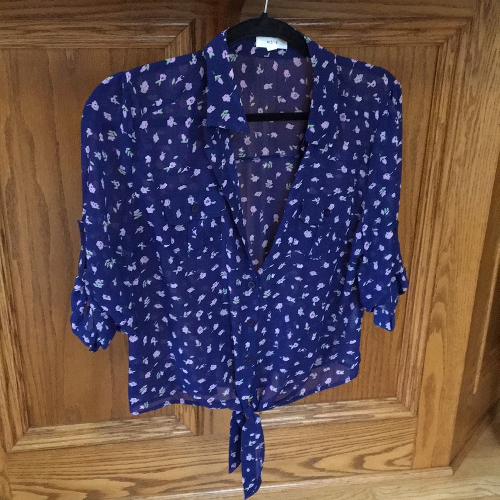 Blue and Purple Flowery Button Up